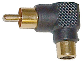 RCA Phono Adapter, Male to Female Right Angle, Black